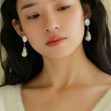 Pink Accent Baroque Pearl Trio Drop Earrings - floysun