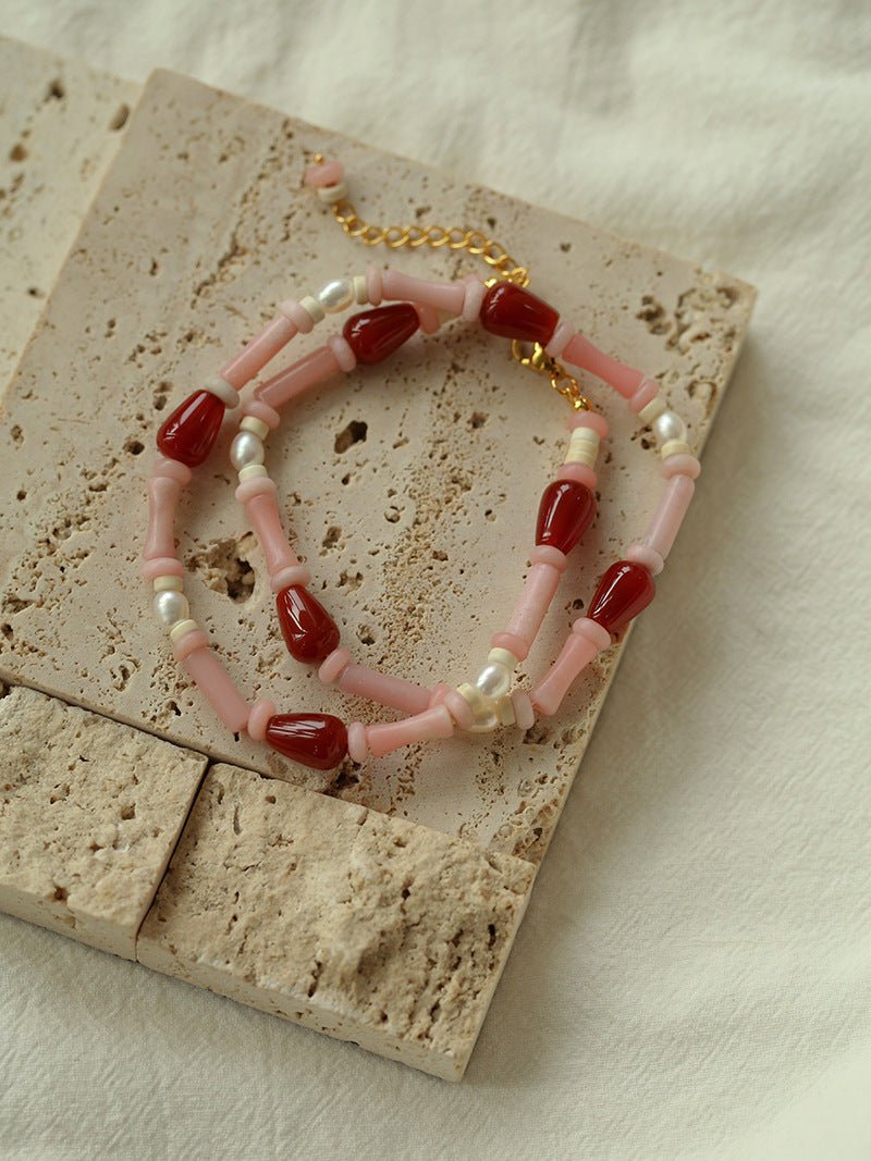 Pink Berry Summer Beaded Necklace - floysun