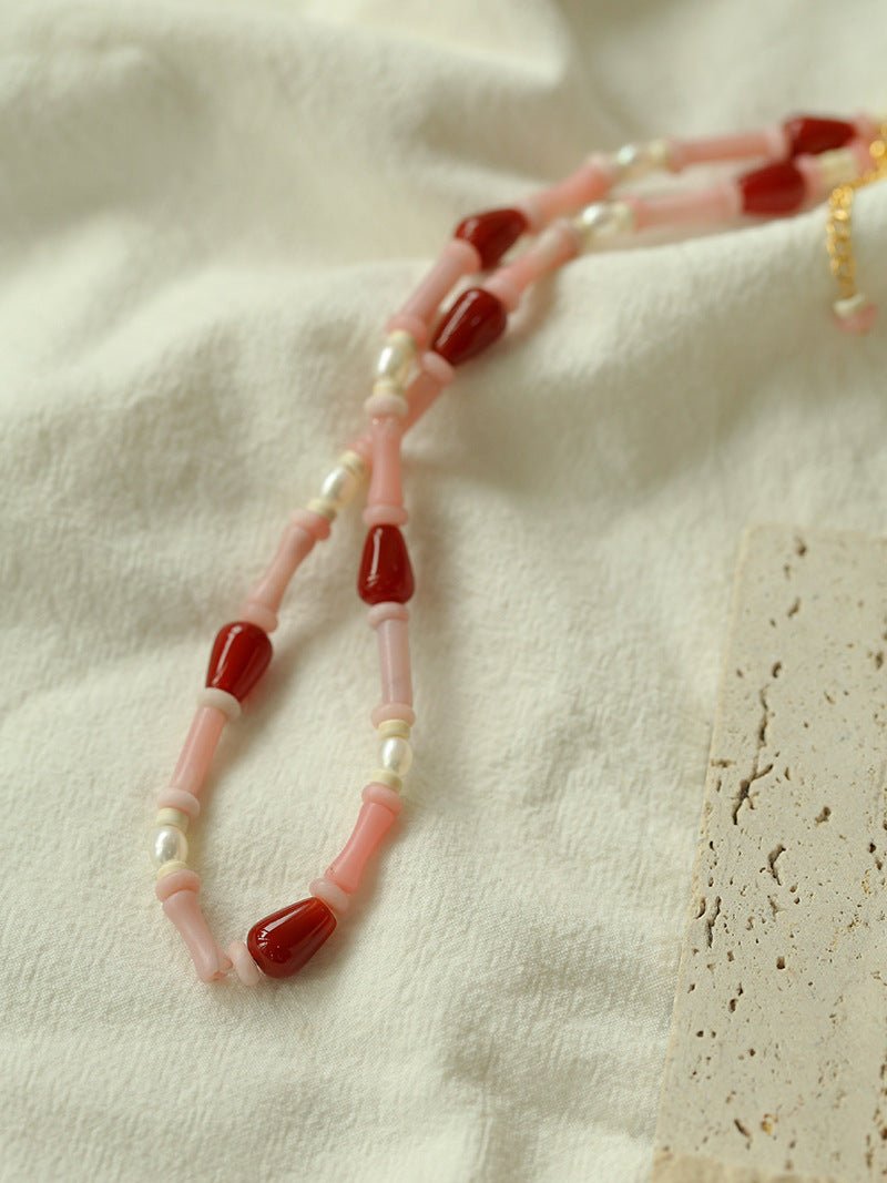 Pink Berry Summer Beaded Necklace - floysun