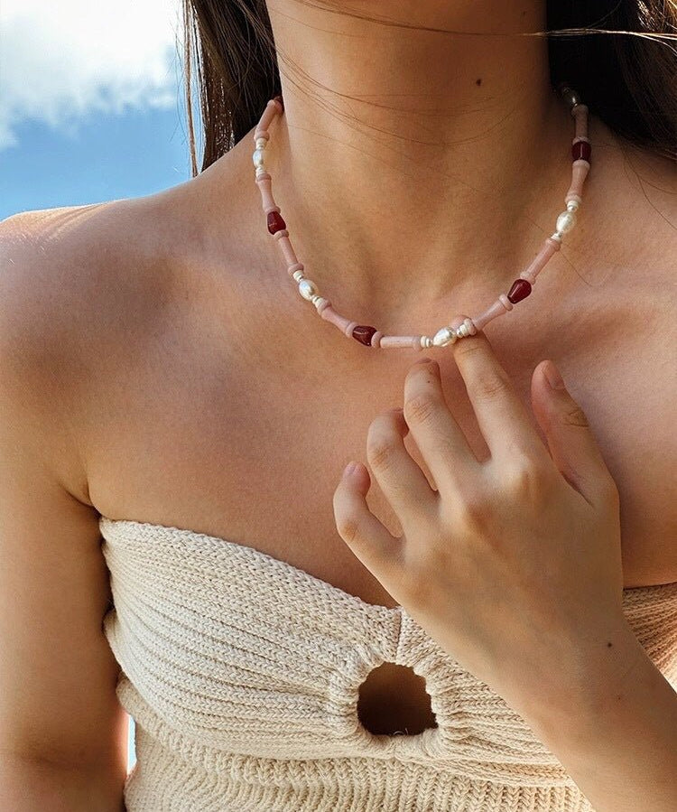 Pink Berry Summer Beaded Necklace - floysun