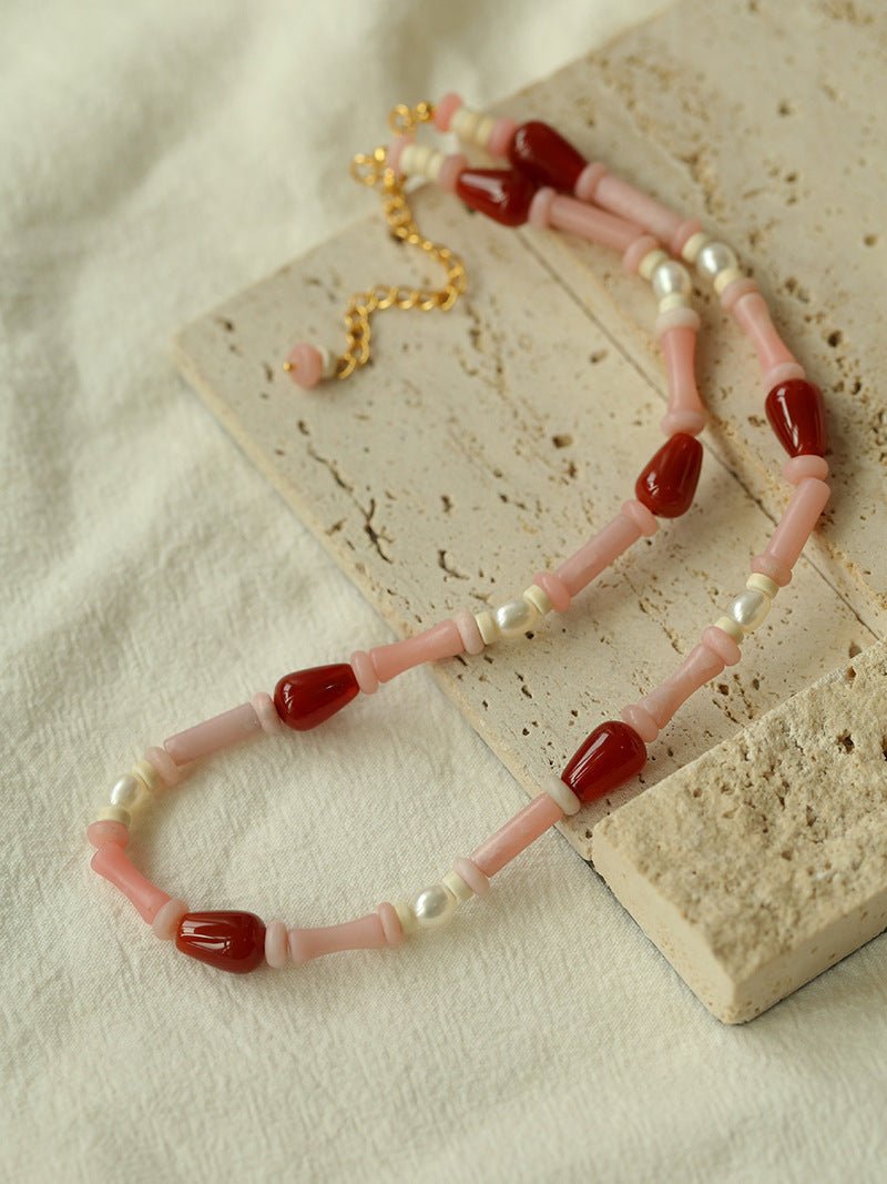 Pink Berry Summer Beaded Necklace - floysun