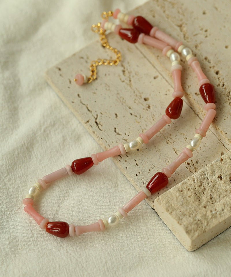 Pink Berry Summer Beaded Necklace - floysun