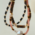 Pink Quartz Baroque Pearl Bead Necklace - floysun