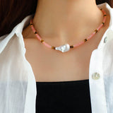 Pink Quartz Baroque Pearl Bead Necklace - floysun