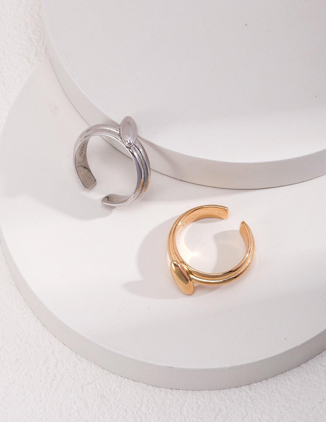 Plain Silver Oval Beanrings Ring - floysun