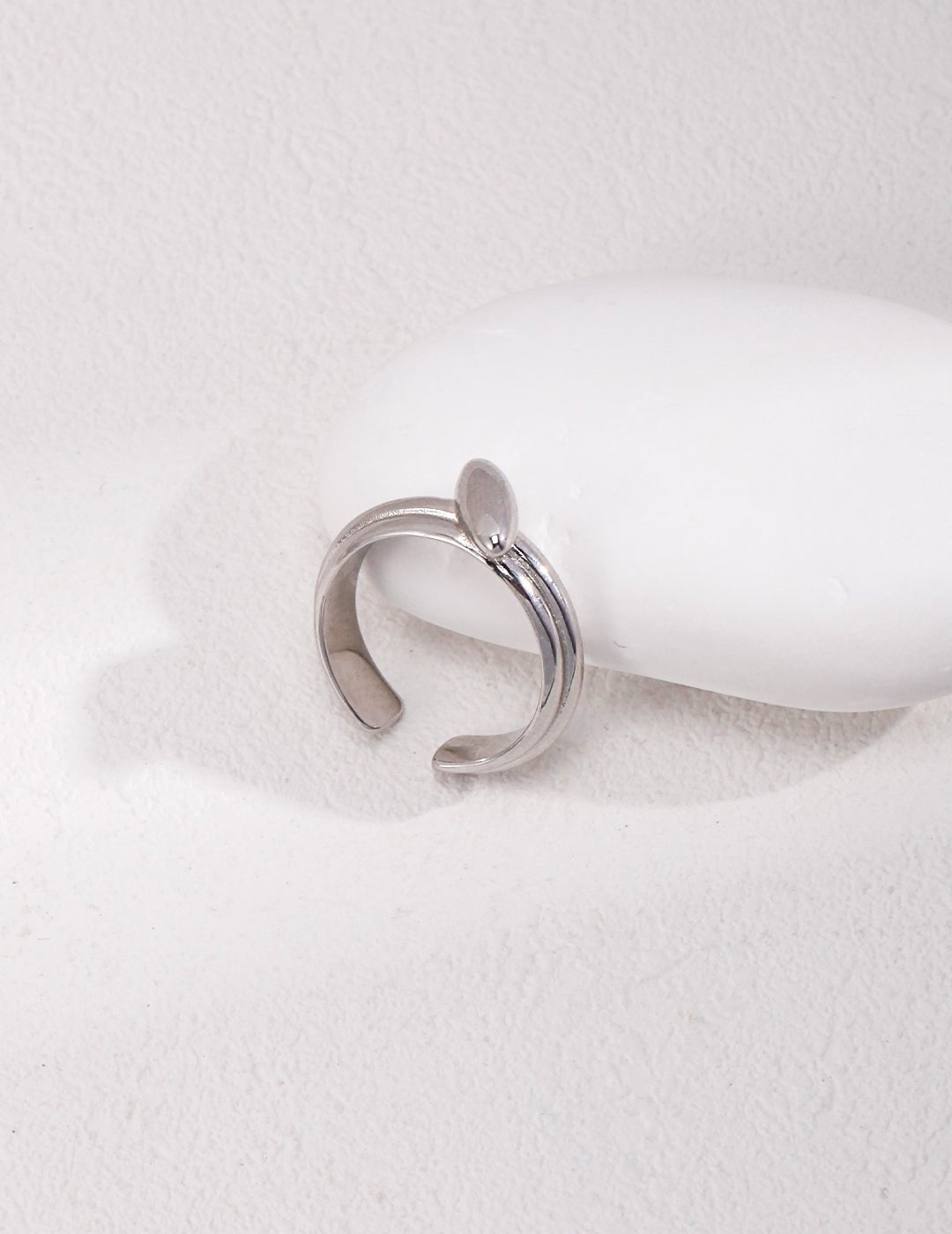 Plain Silver Oval Beanrings Ring - floysun