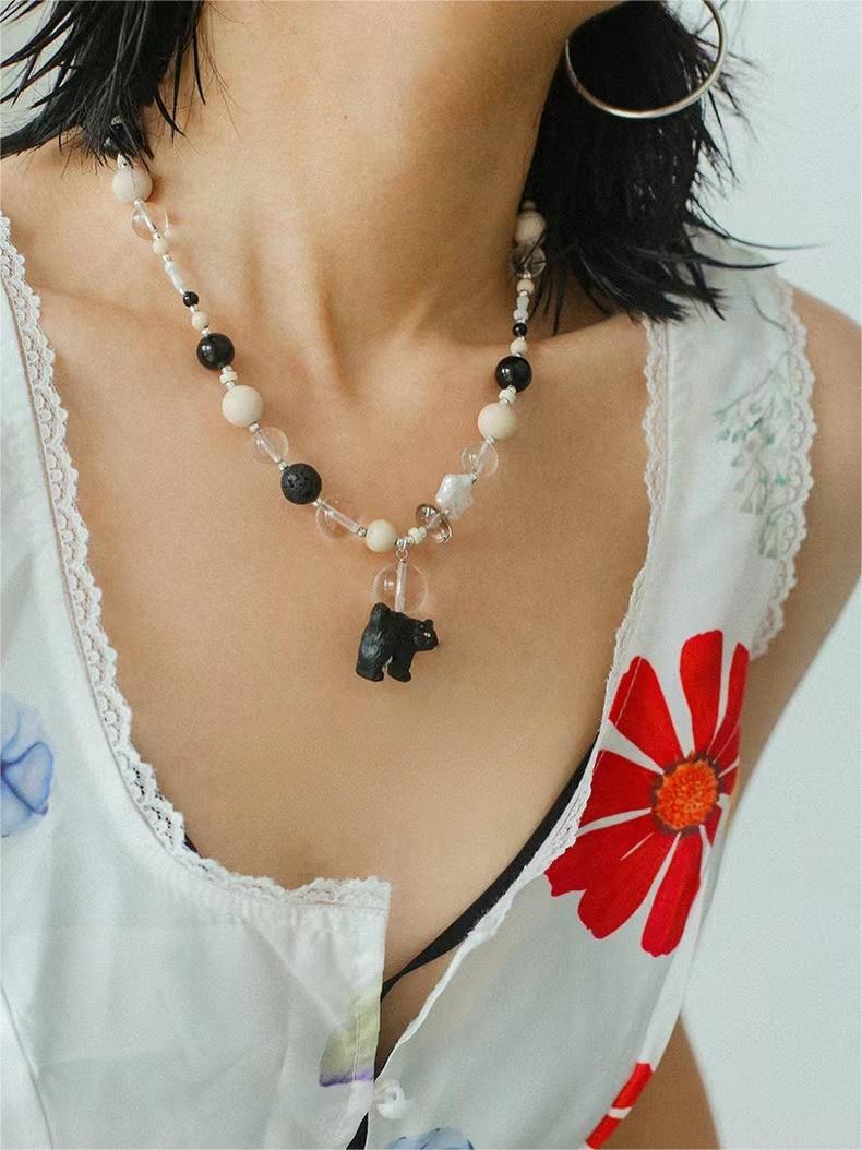 Playful Animal Series Natural Muti Element Gemstone Pendant Necklace - floysun