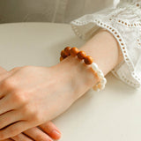 Primeval Forest Nature's Wood Bead Pearl Bracelet - floysun