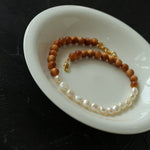 Primeval Forest Nature's Wood Bead Pearl Necklace - floysun