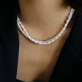 Pulldown Double - Layer Beaded Pearl Necklaces - floysun