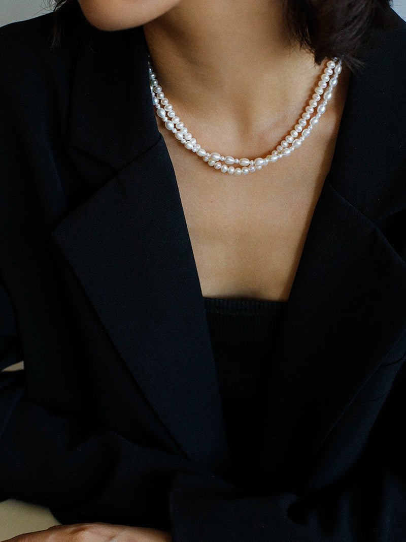 Pulldown Double - Layer Beaded Pearl Necklaces - floysun