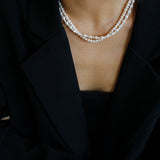 Pulldown Double - Layer Beaded Pearl Necklaces - floysun