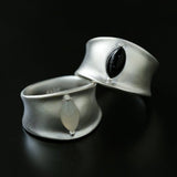 Pure Silver Black Hole Ring - Black Onyx/White Chalcedony - floysun