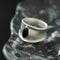 Pure Silver Black Hole Ring - Black Onyx/White Chalcedony - floysun