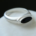 Pure Silver Satellite Ring - White Chalcedony/Black Onyx - floysun