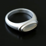 Pure Silver Satellite Ring - White Chalcedony/Black Onyx - floysun