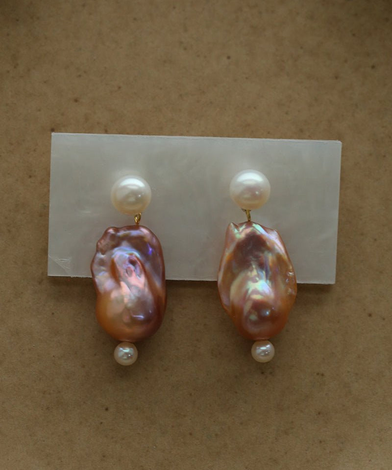 Purple Baroque Pearls Drop Earrings - floysun