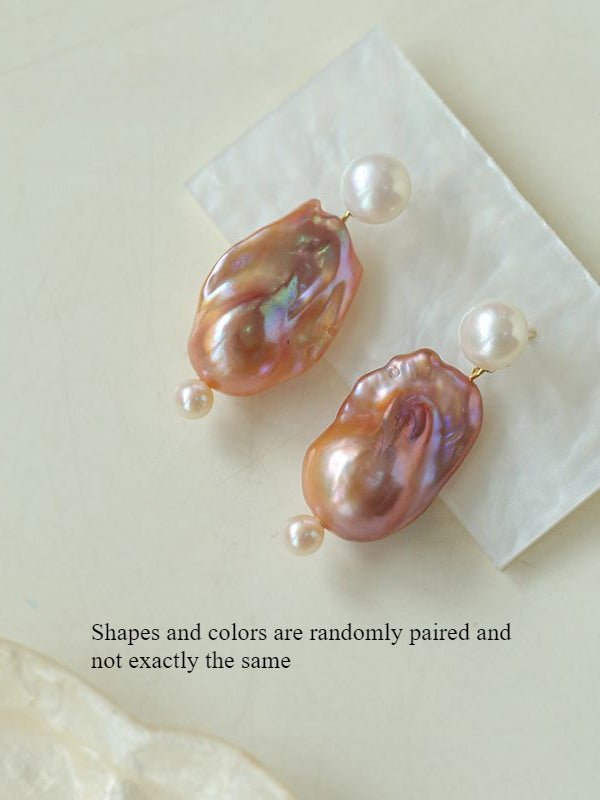 Purple Baroque Pearls Drop Earrings - floysun