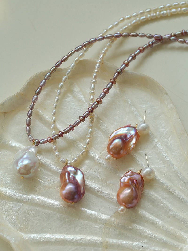 Purple Baroque Pearls Drop Earrings - floysun