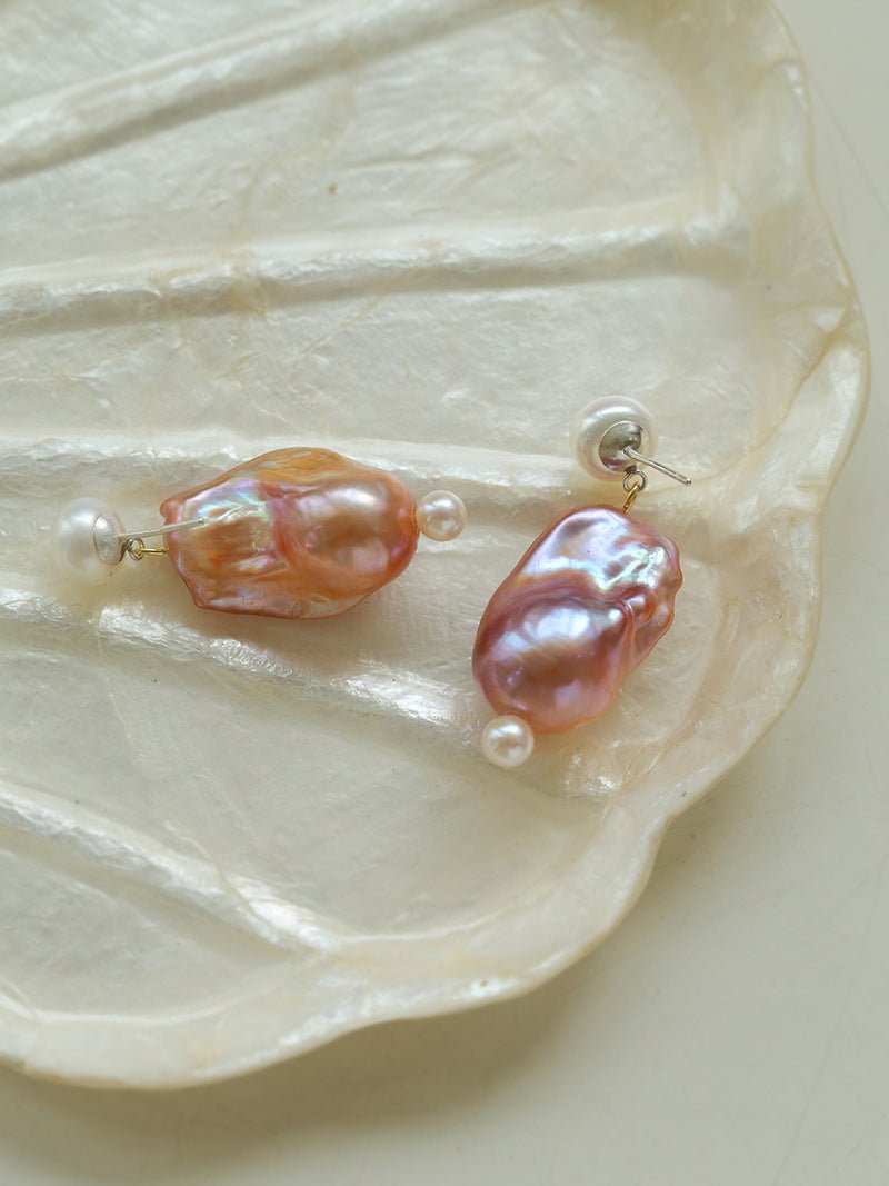 Purple Baroque Pearls Drop Earrings - floysun