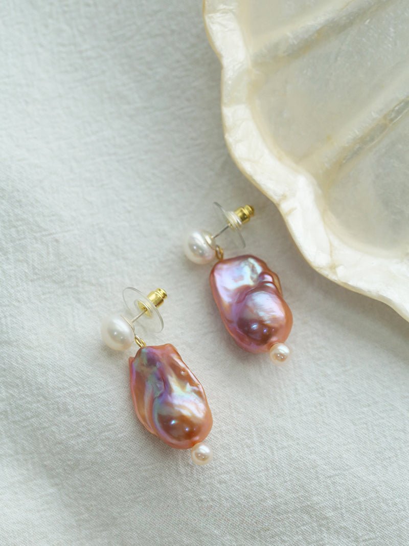 Purple Baroque Pearls Drop Earrings - floysun