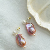 Purple Baroque Pearls Drop Earrings - floysun