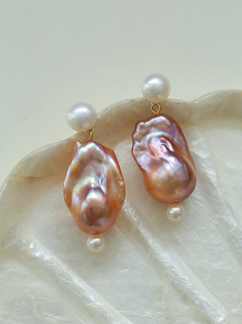 Purple Baroque Pearls Drop Earrings - floysun