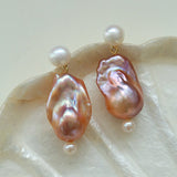 Purple Baroque Pearls Drop Earrings - floysun