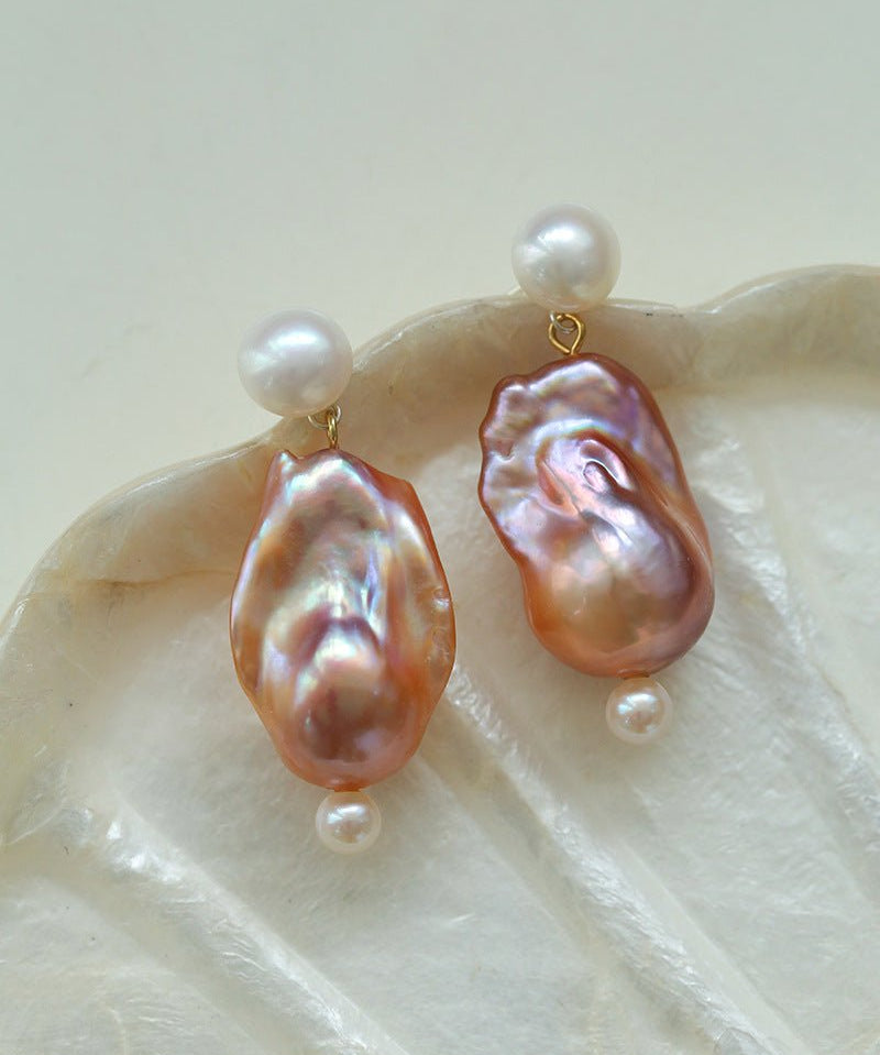 Purple Baroque Pearls Drop Earrings - floysun