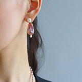 Purple Baroque Pearls Drop Earrings - floysun