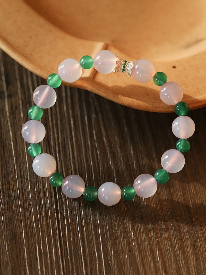 Purple Chalcedony Green Agate Beaded Bracelet - floysun