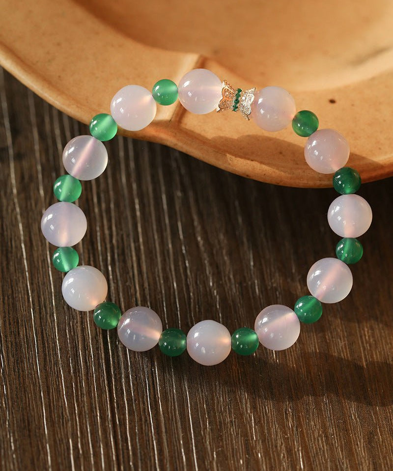 Purple Chalcedony Green Agate Beaded Bracelet - floysun