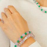 Purple Chalcedony Green Agate Beaded Bracelet - floysun