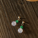 Purple Chalcedony Green Agate Beaded Earrings - floysun