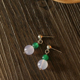 Purple Chalcedony Green Agate Beaded Earrings - floysun