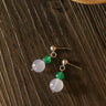 Purple Chalcedony Green Agate Beaded Earrings - floysun