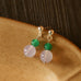 Purple Chalcedony Green Agate Beaded Earrings - floysun