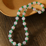 Purple Chalcedony Green Agate Beaded Necklace - floysun