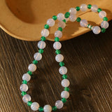 Purple Chalcedony Green Agate Beaded Necklace - floysun