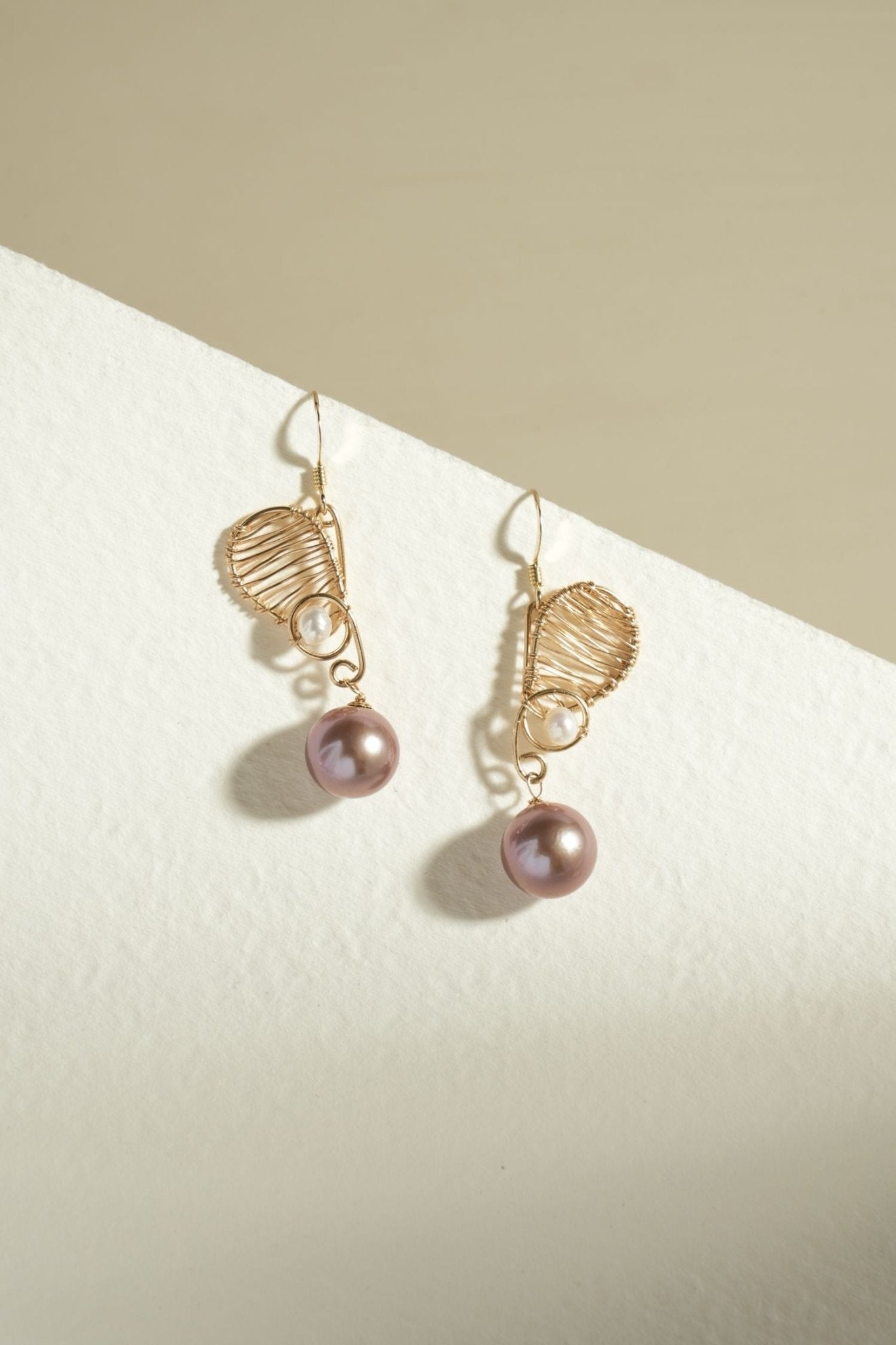 Purple Fairy Series Butterfly Kiss Pearl Dangle Earrings - floysun