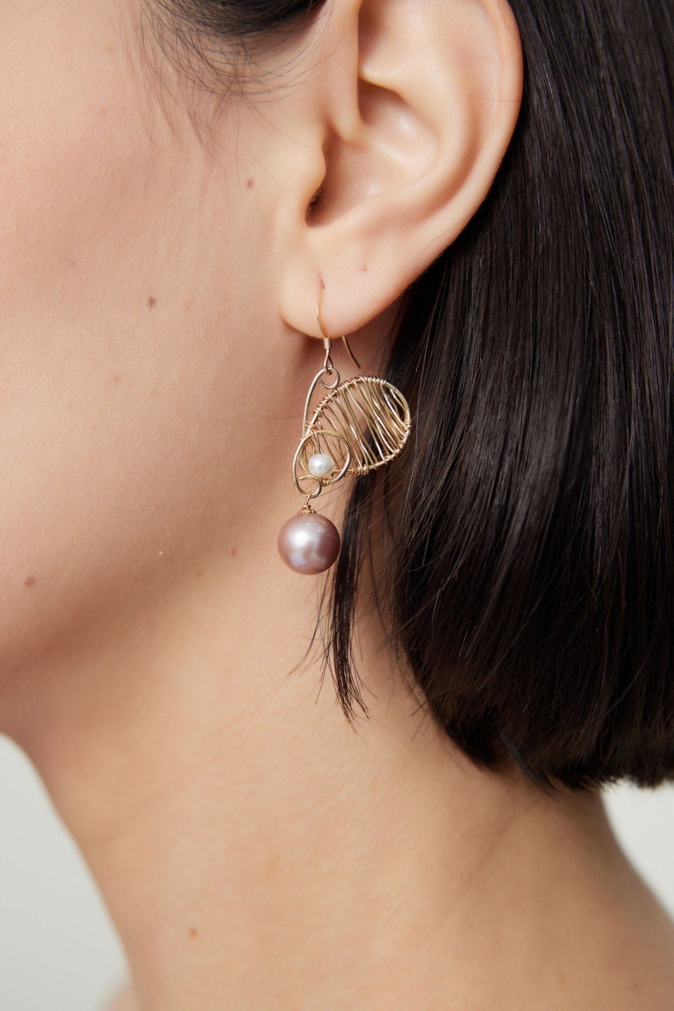 Purple Fairy Series Butterfly Kiss Pearl Dangle Earrings - floysun