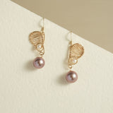 Purple Fairy Series Butterfly Kiss Pearl Dangle Earrings - floysun