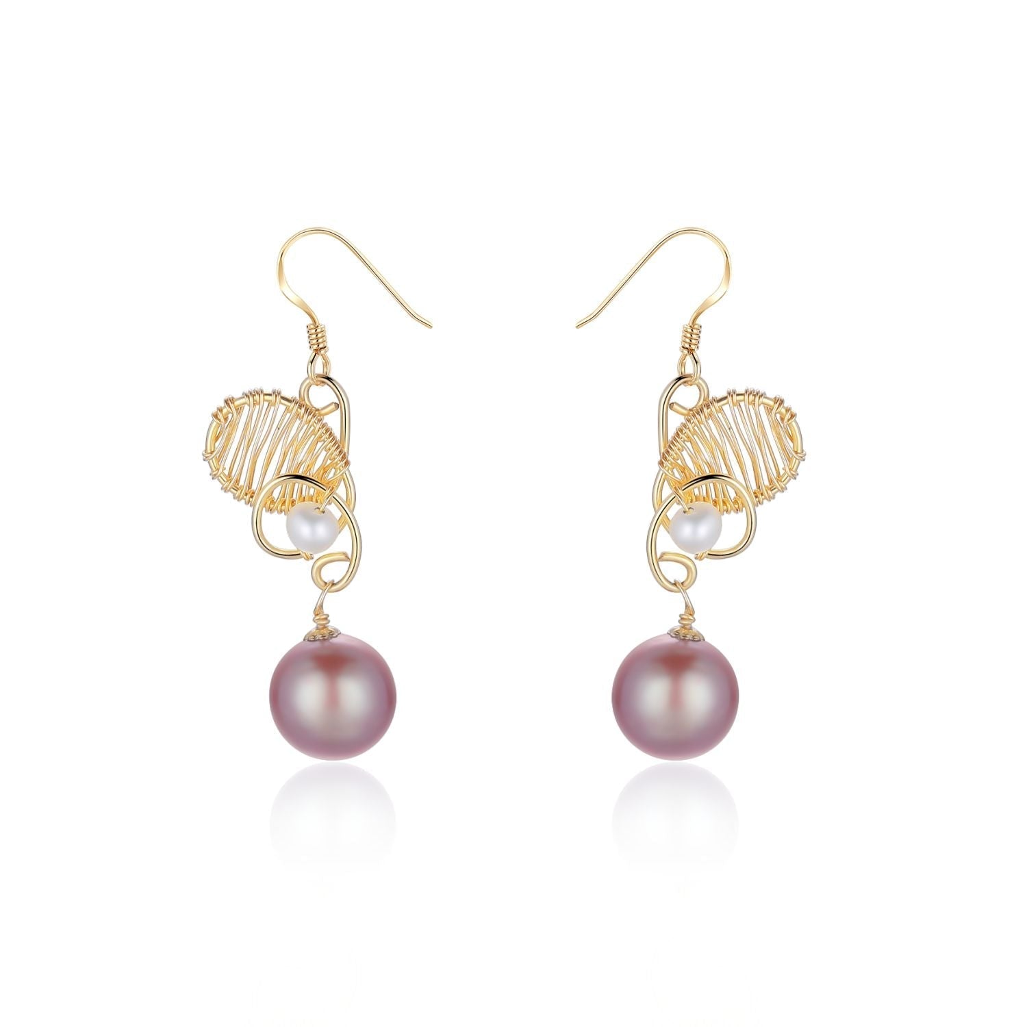 Purple Fairy Series Butterfly Kiss Pearl Dangle Earrings - floysun