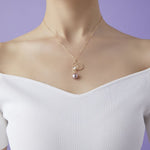 Purple Fairy Series Butterfly Kiss Pearl Pendant Necklace - floysun