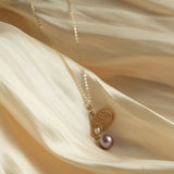 Purple Fairy Series Butterfly Kiss Pearl Pendant Necklace - floysun