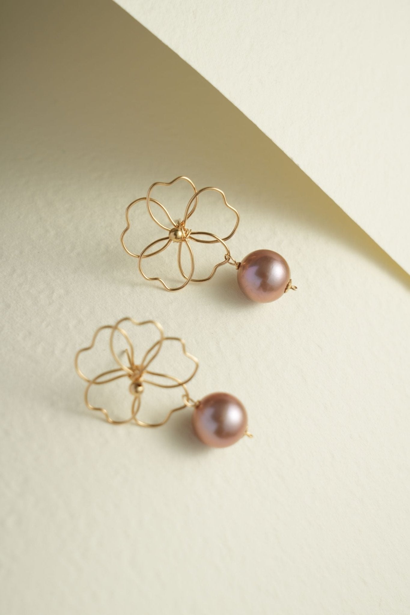 Purple Fairy Series Five - leaf Flower Pearl Drop Earrings - floysun