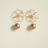 Purple Fairy Series Five - leaf Flower Pearl Drop Earrings - floysun