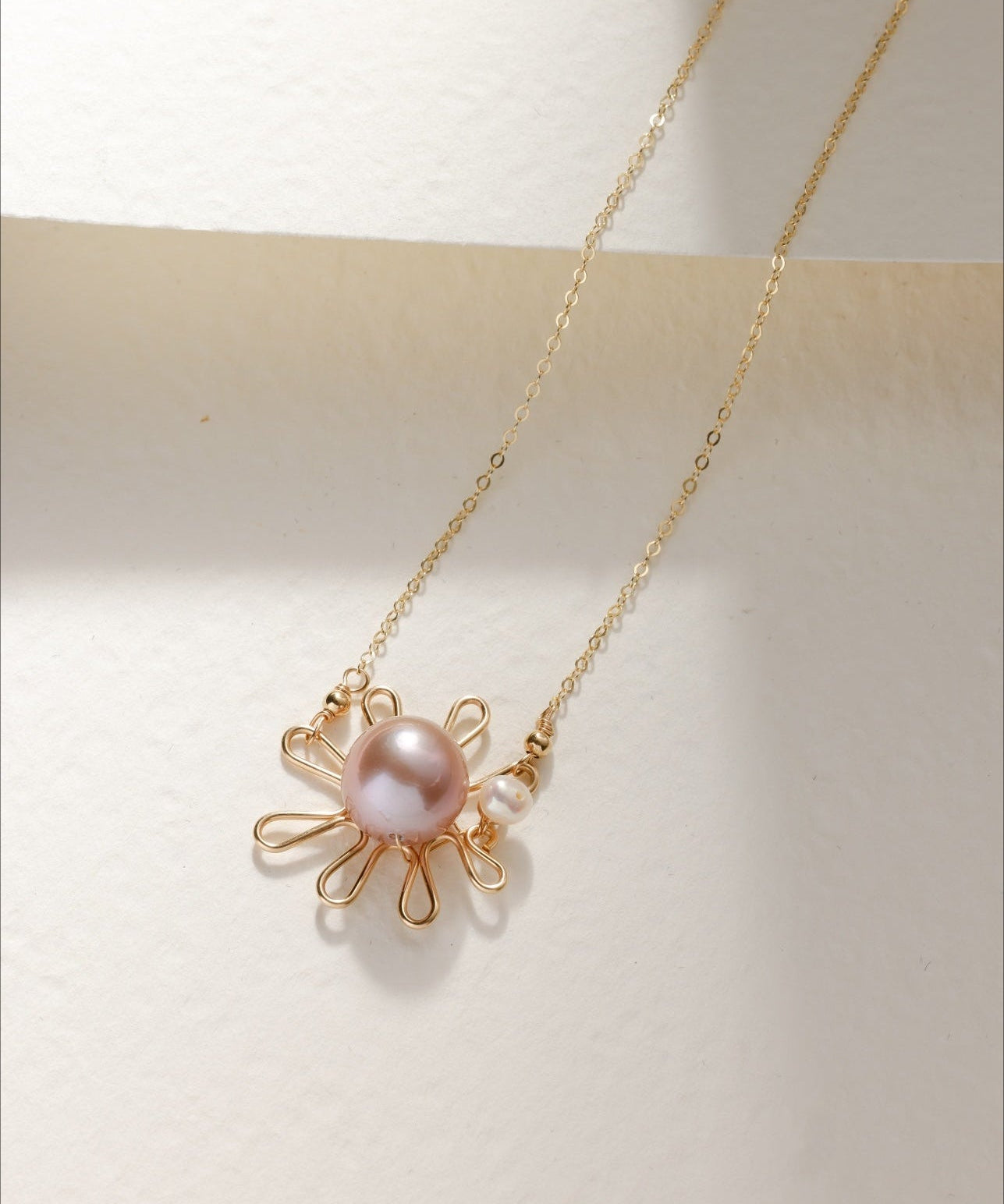 Purple Fairy Series Small Sun Pearl Pendant Necklace - floysun