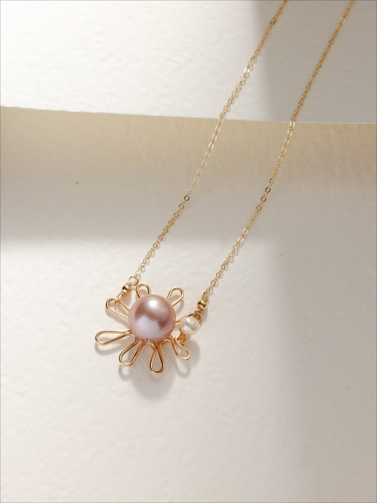 Purple Fairy Series Small Sun Pearl Pendant Necklace - floysun