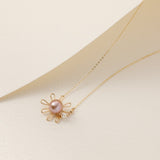 Purple Fairy Series Small Sun Pearl Pendant Necklace - floysun